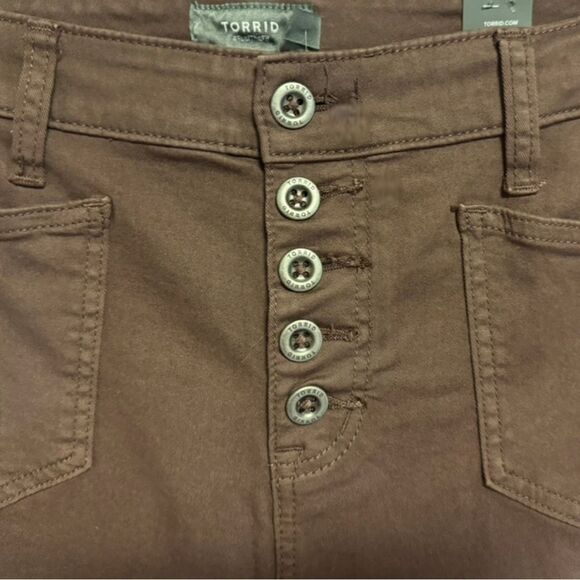 Torrid Brown Puce Crop Wide Leg Stretch Twill High Rise Patch Pocket Pant NWT - Picture 8 of 10